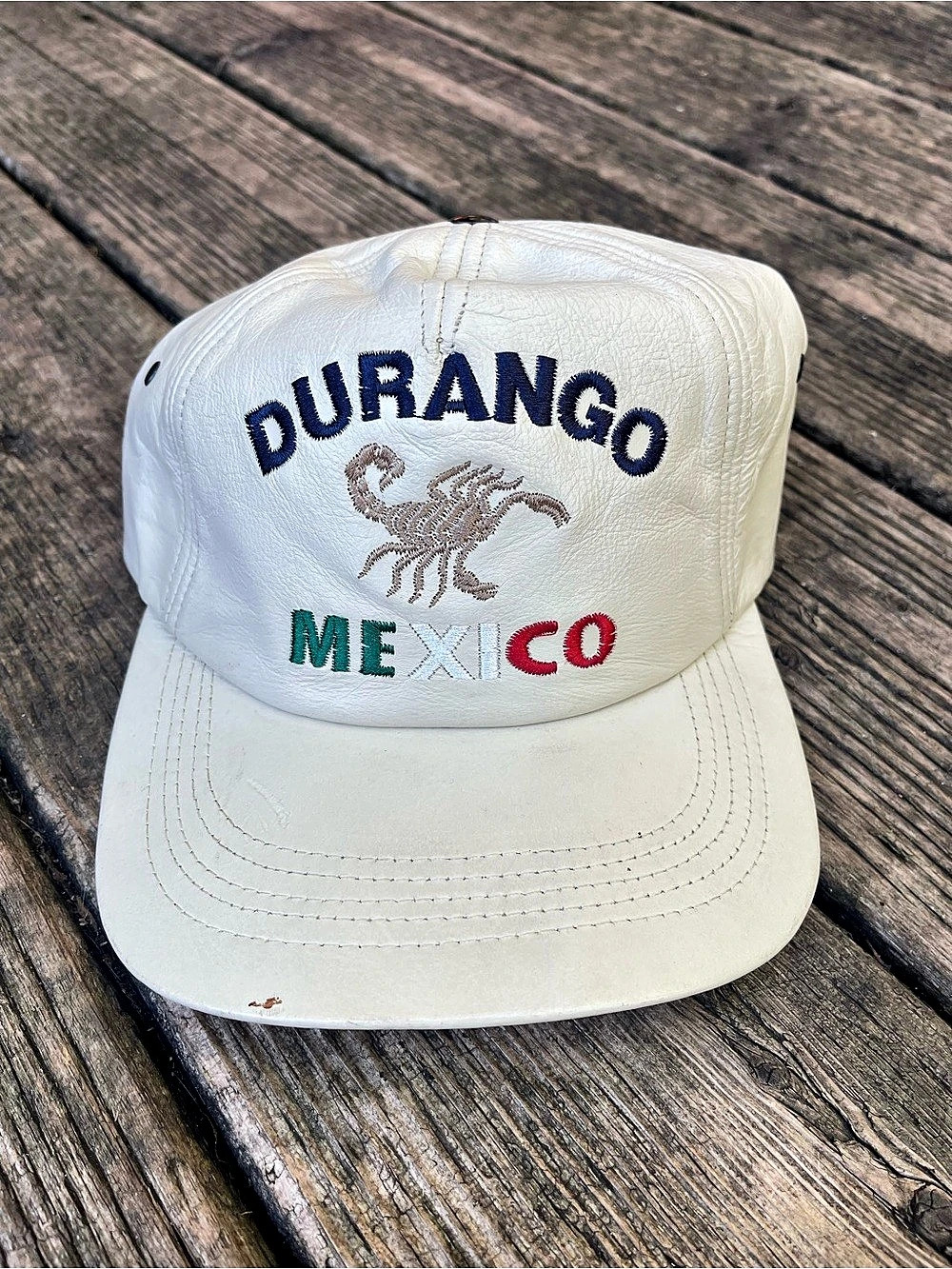 Durango Mexico Embroidered Leather Hat White